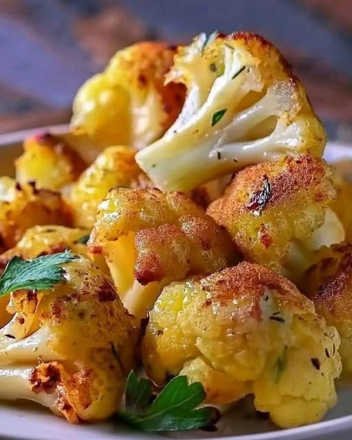 Coliflor de ajo con queso parmesano
