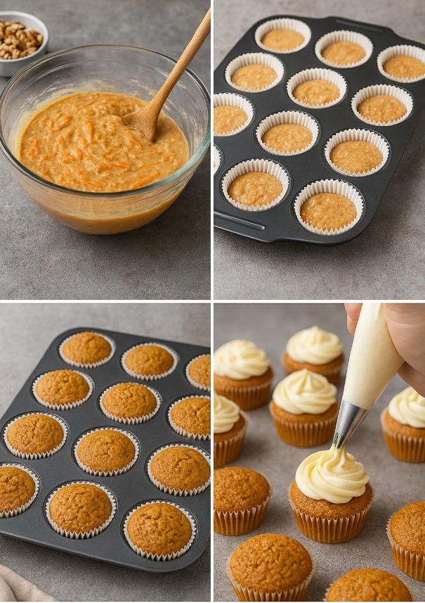 Mini Cupcakes de Zanahoria con Crema de Queso